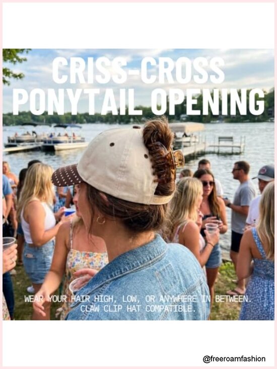 Criss Cross Ponytail High Bun Trucker Snapback Hat main image 4
